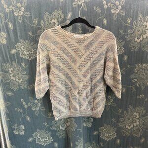 vintage cottagecore cotton blend cream & pastel sweater size L